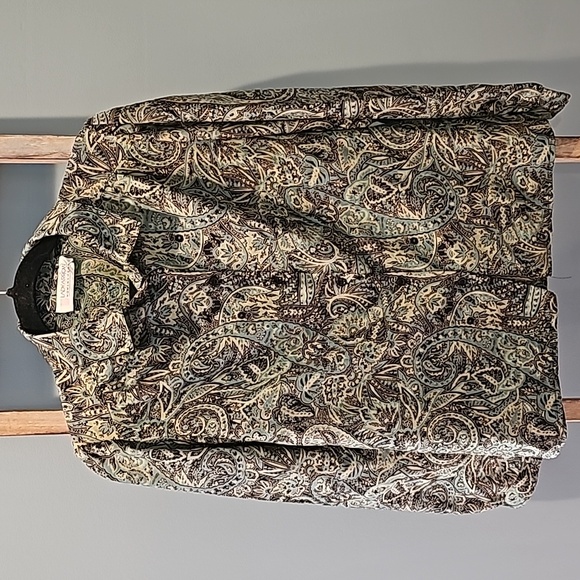 Lady Arrow Women's Wear Vintage Paisley Button Down Long Sleeve Blouse - Picture 1 of 8